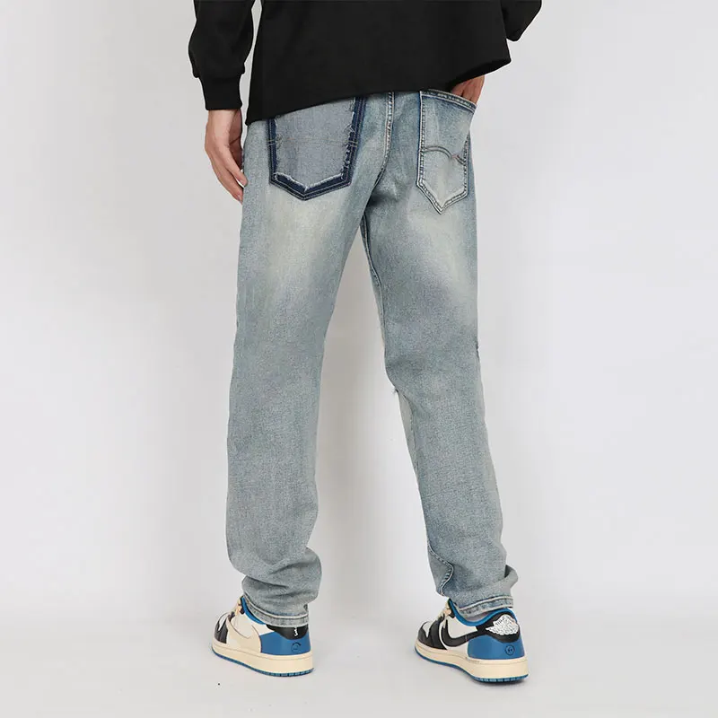 Pistol Patch Jeans Men Hip Hop Harajuku Straight Pant Trousers Streetwear Loose Casual Washed Jogging Y2K Retro Denim Pants Male