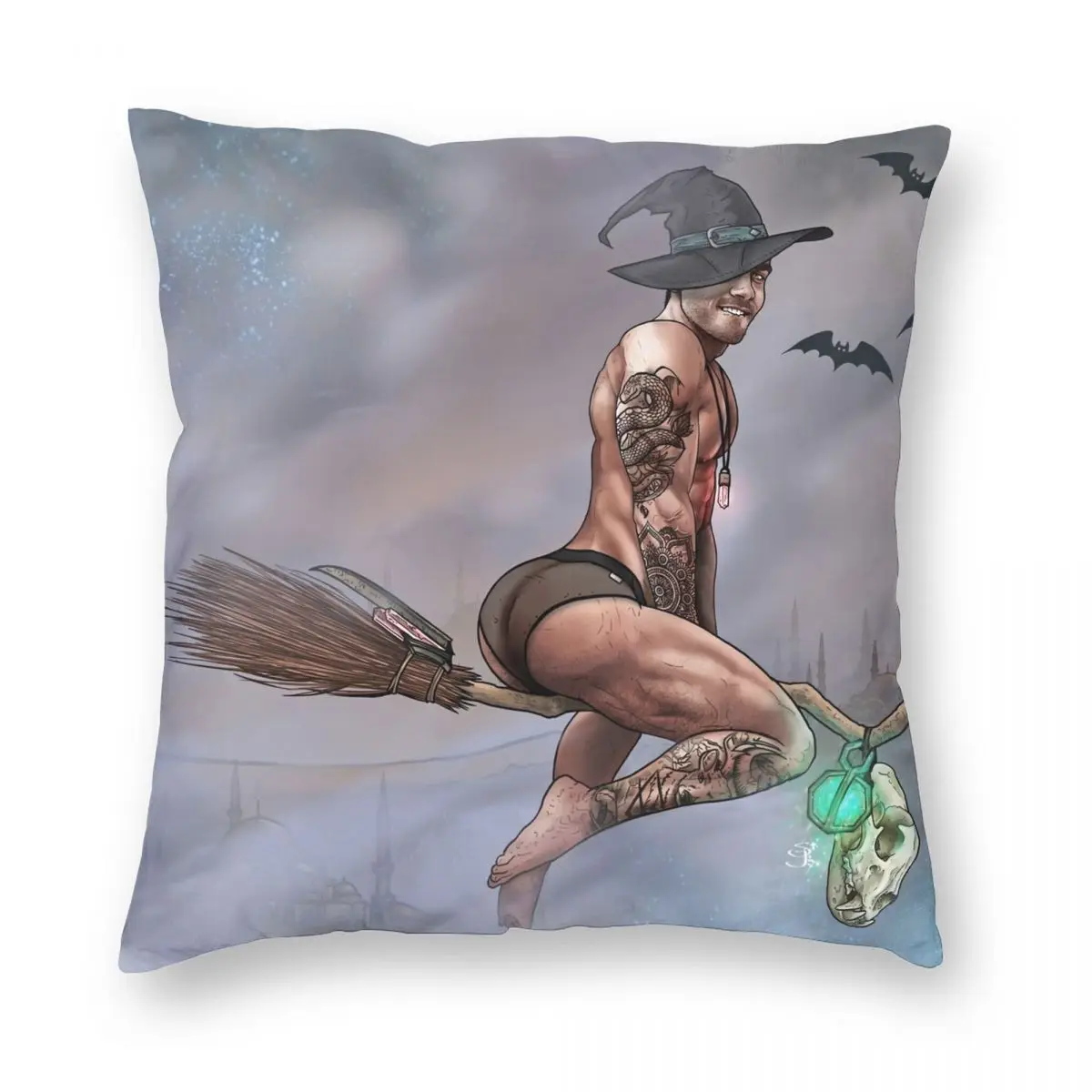 Квадратный Чехол на подушку The Witches метла полиэстеровый льняной бархатный чехол с