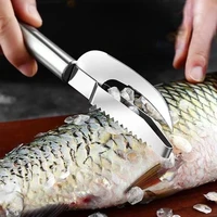 2 in 1 stainless steel fish scraper seafood processing cutter fish scale knife cleaning peeler can opener kitchen cooking tools