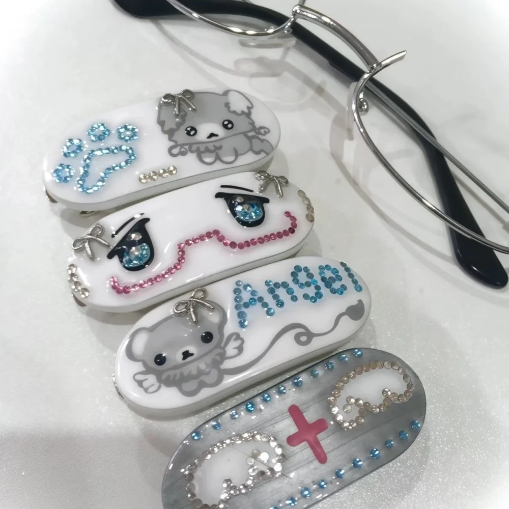 Фото Винтажная Y2K Kawaii собачья лапа ангел медведь крест крылья милая боковая заколка аксессуары для волос для женщин и девочек №2