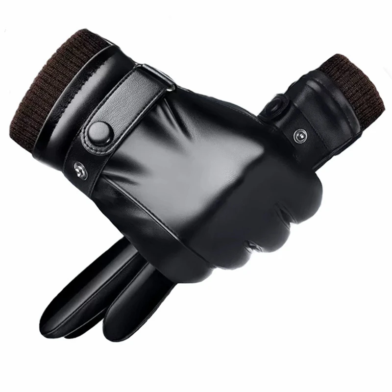 

One Size Fits All Warm Waterproof Cold Weather Gloves Pu Leather Touch Screen