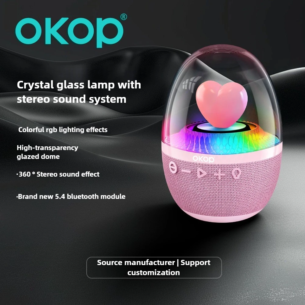 Фото OKOP Bluetooth-динамик, настольный крутой RGB атмосферный глазурованный свет, динамики с беспроводной картой, видеосабвуфер 미니 블루투스 스피커,블루투스 스피커 M60 №2