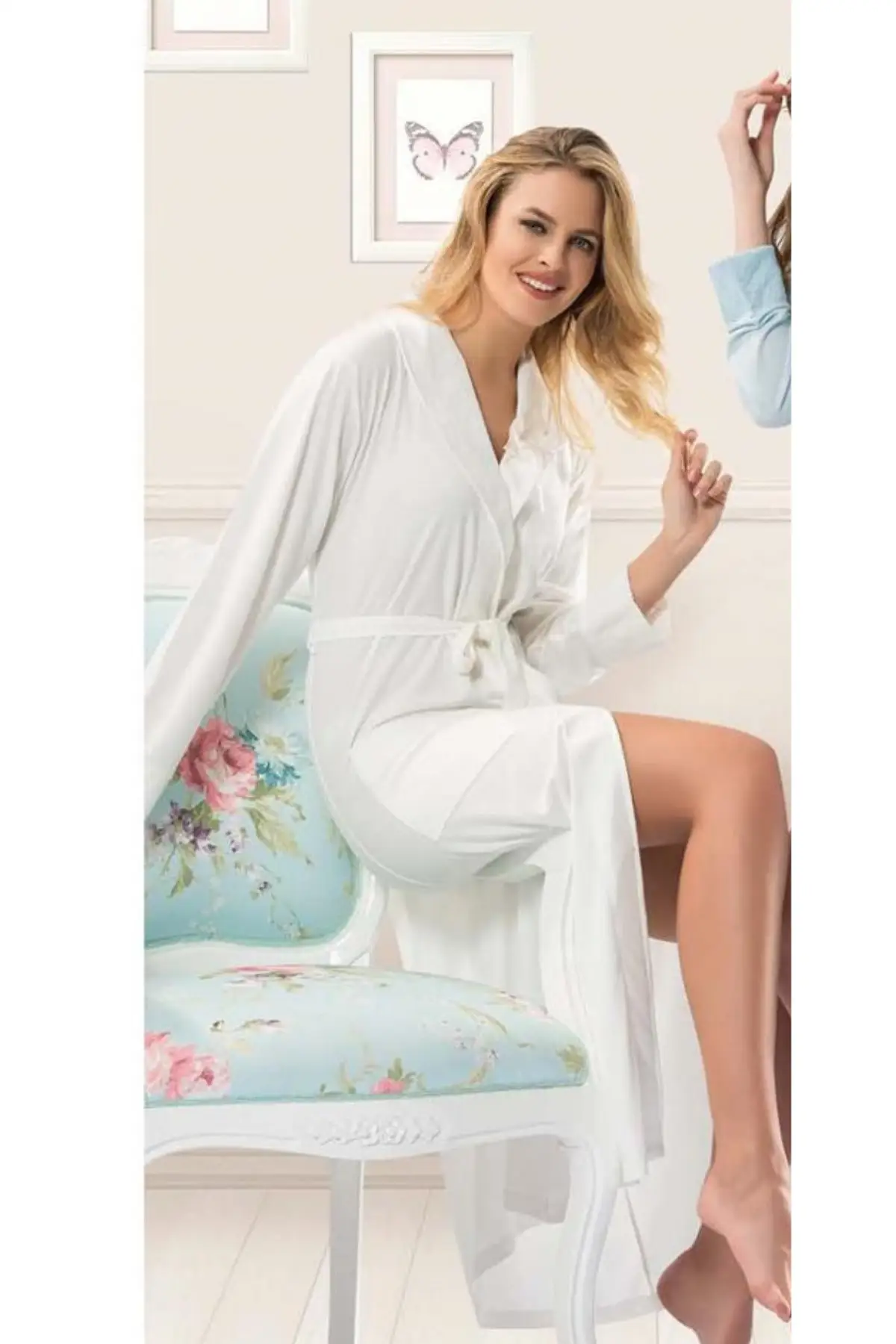 

Dressing Gown 1925 Long Sleeve Cotton Ecru Fashion Robe Robe Robe Sexy Peignoir Kimono Bride Sleepwear Night Gown