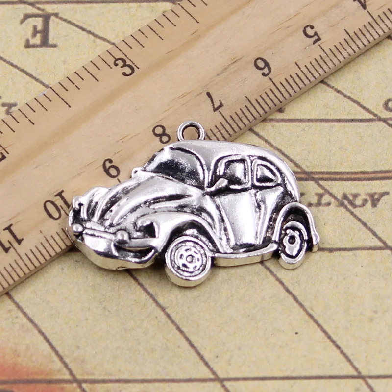 8 шт. подвески автомобильный жук Герби 39x26 мм тибетская бронза серебряный цвет