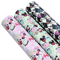 new disney mickey mouse cartoon printed faux leather synthetic fabric 30x136cm for diy earrings bows craft handmade materials