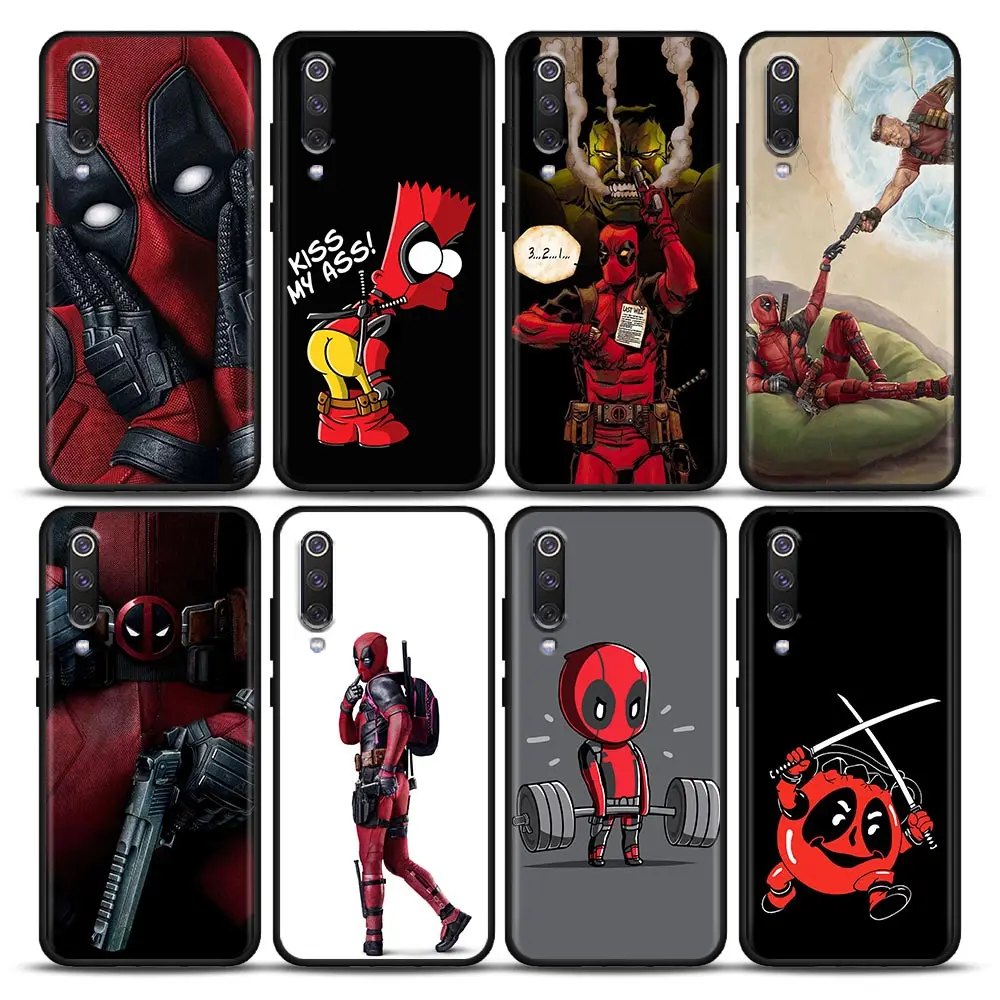 

Funny Cartoon Deadpool Marvel Black Fundas For Xiaomi Mi 9T Pro 10 10T 10s CC9 9 Pro 8 Lite Note 10 Lite 9T Case Soft Back Cover