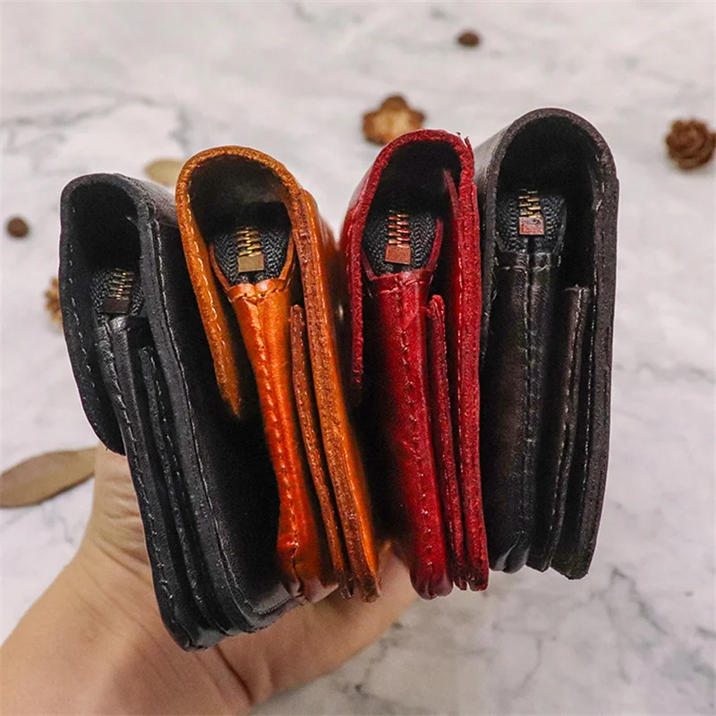 Винтажный Мужской бумажник для ключей из натуральной кожи с короткой