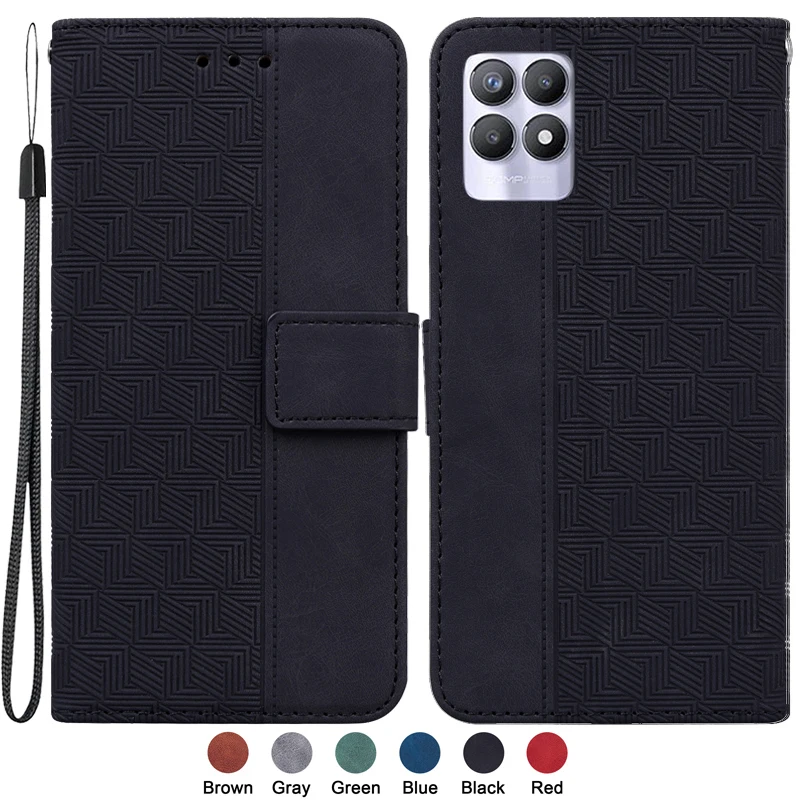 

Чехол для Oppo Realme 8i 6,6 ", чехол для Oppo Realme 8i Realme 8 i Realme8 i, Модный Магнитный текстильный чехол-кошелек с геометрическим рисунком, чехол-книжка
