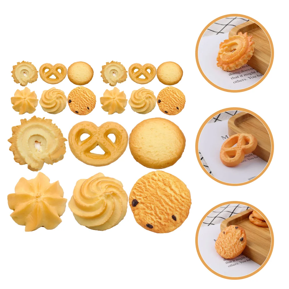 18 Pcs Chocolate Popcorn Cookies Model Models Fake Adornment Biscuit Oatmeal Play Toy Pvc Biscuits Student