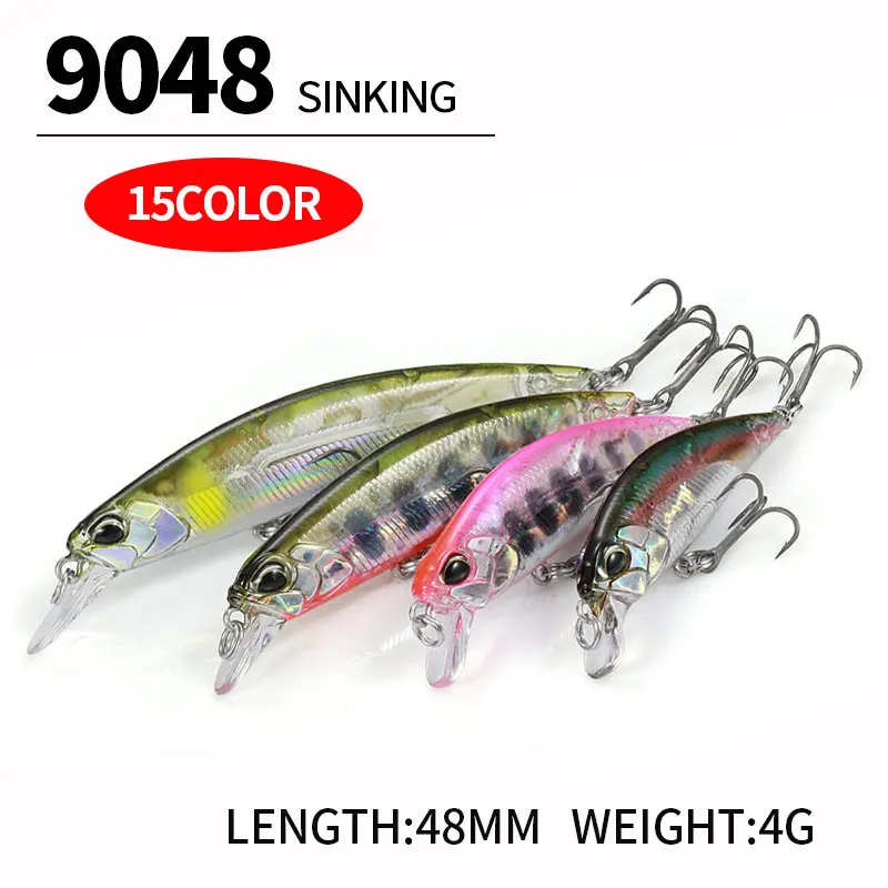 

2023 Sinking Minnow Fishing Lure 48mm 4g 3D Eyes Crankbait Wobbler Artificial Plastic Hard Bait for Sea Fishing Tackle Pesca