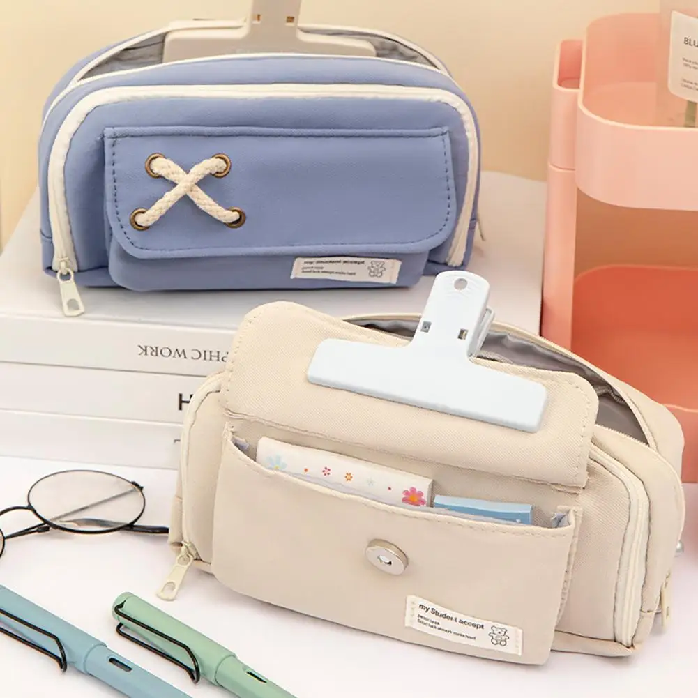 

Multifunctional Pencil Bag Stationery Organizer with Zipper Capacity Waterproof Oxford Cloth Pen Bag for Students for Boys