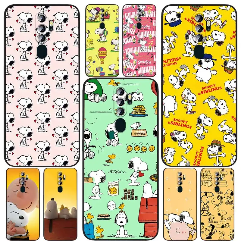 

Cartoon Snoopy Cute Dog For OPPO Reno7 6 5 4 2 Z Lite Pro Plus SE 4G 5G Black Soft TPU Shockproof Silicone Cover Phone Case