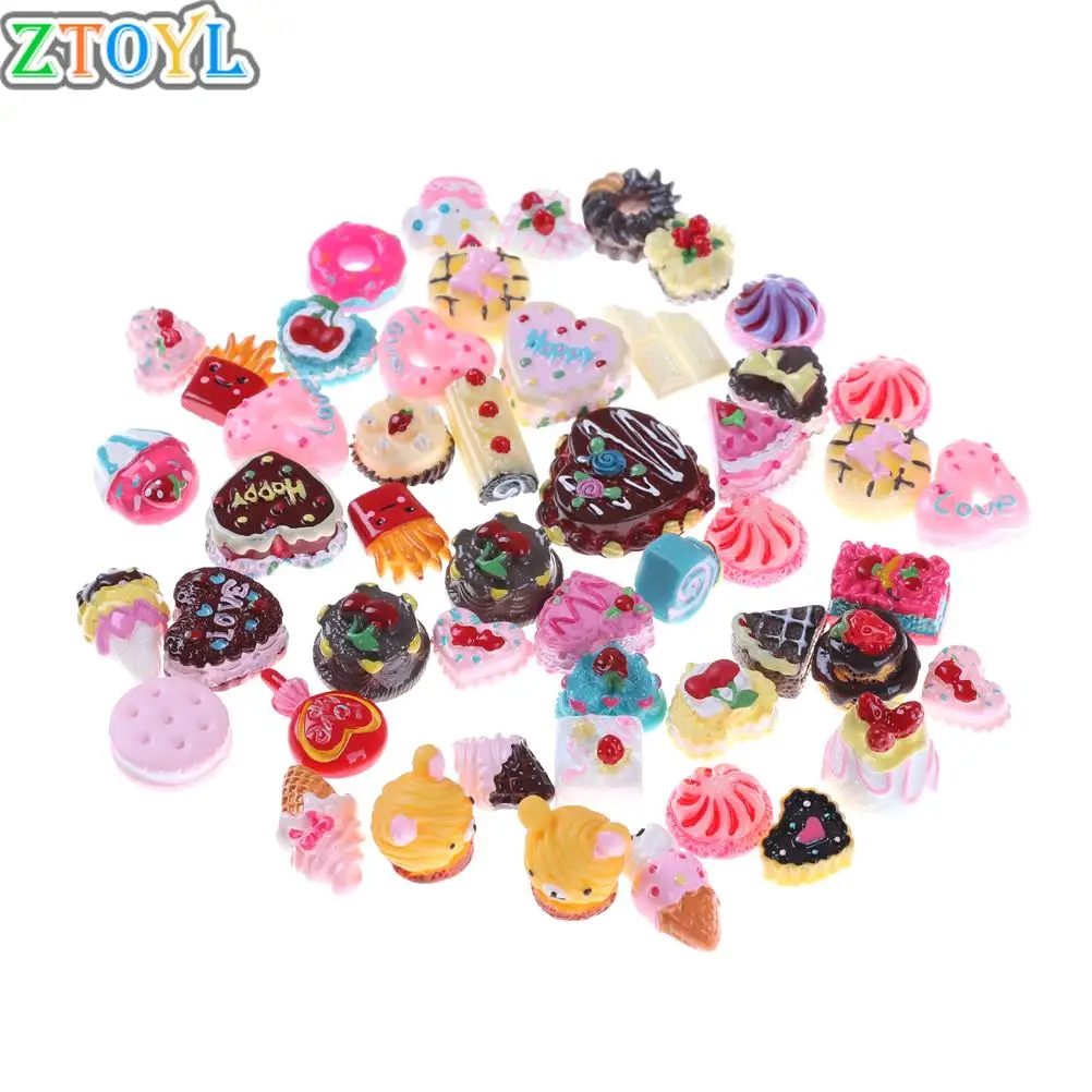 

Kawaii 10pcs/lot Mini Play Food Cake Biscuit Donuts Dolls Miniature Pretend Toy For Dolls Accessories Random