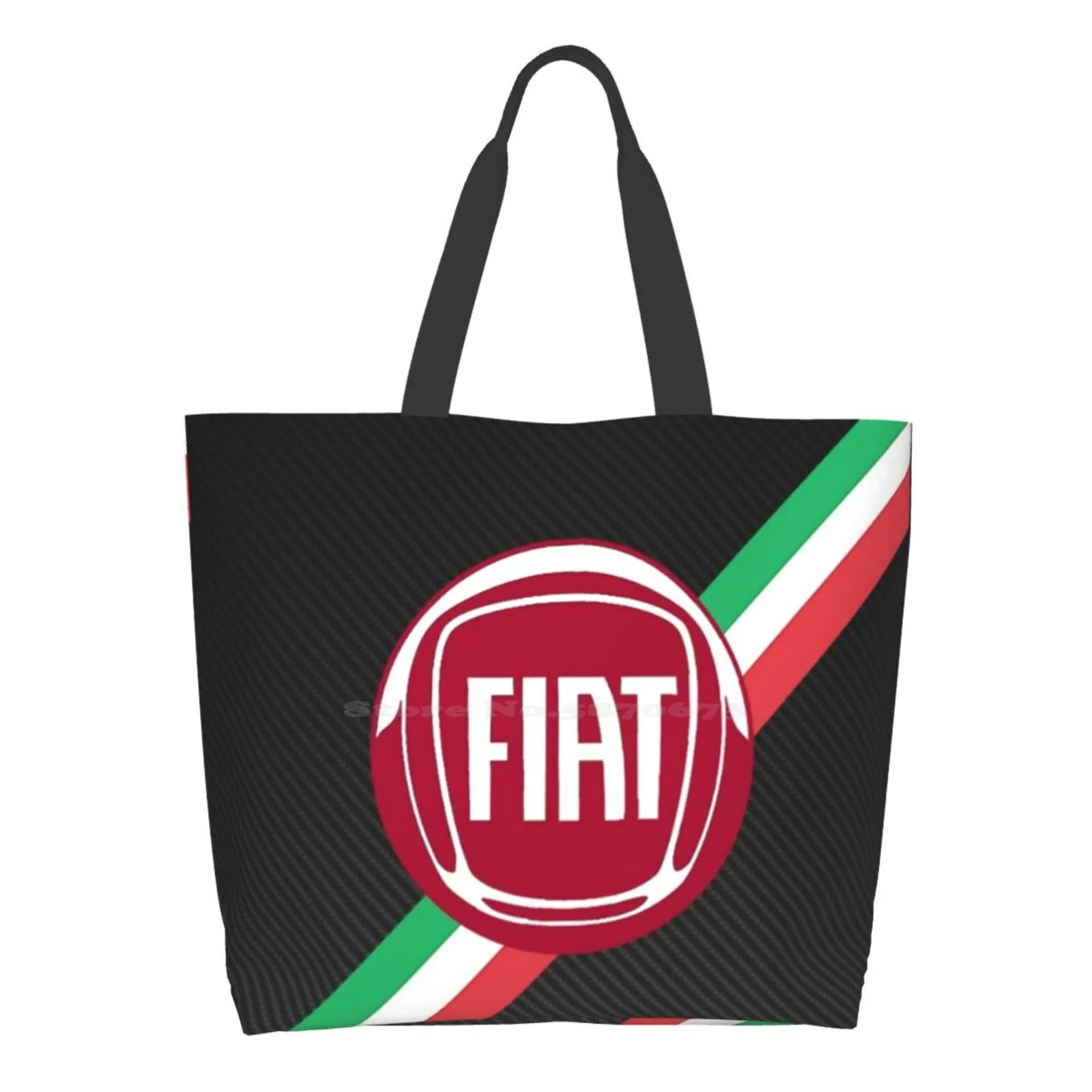 

Fiat Logo Italy Stripes Carbon Background Shopping Bag Tote Large size Turbo Novitec Retro 500 Essesse Radically