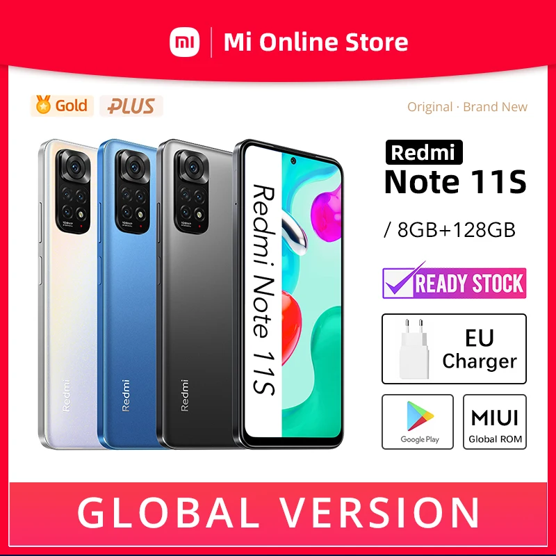 

Global Version Xiaomi Redmi Note 11S 8GB 128GB Cellphone Helio G96 Octa Core 33W Pro Fast Charging 5000mAh 108MP Quad Camera