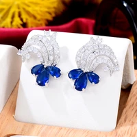 jimbora cute trendy shiny cz charm flower earrings for women wedding bridal jewelry trendy girls gift high quality 2022