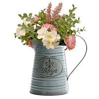 garden plants flower vase iron galvanized bucket home decoration pots arrangement craft rural style wedding vintage decor