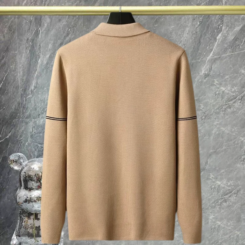 Декорированный линией кардиган свитер мужской вязаный с длинными рукавами осень