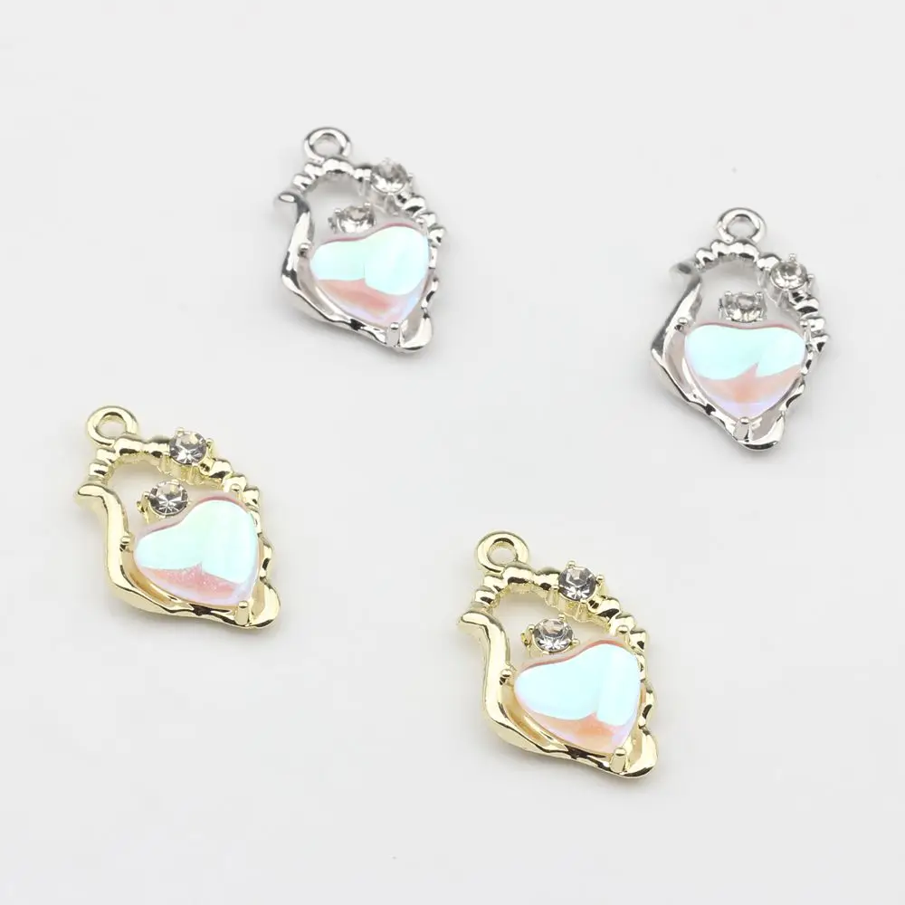 

Zinc Alloy Inlay Heart Zircon Charm Pendant 6pcs/lot for DIY Fashion Necklace Jewelry Making finding Accessories