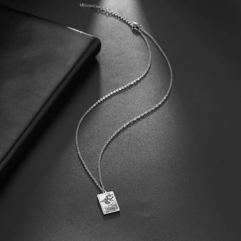 Классическое ожерелье из нержавеющей стали с подвеской в виде карт Таро