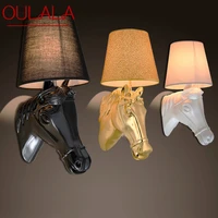 oulala contemporary wall lamp led simple creative horse head resin sconces light for home living room hotel bedroom decor