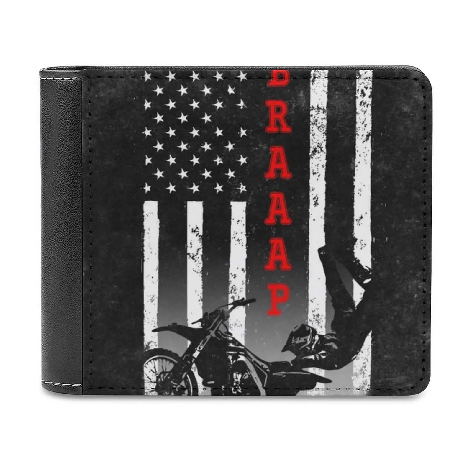 

Motocross American Flag Black Leather Wallet Short Slim Male Purses Money Credit Card Holders Men Wallet Motocross Dirt Bike
