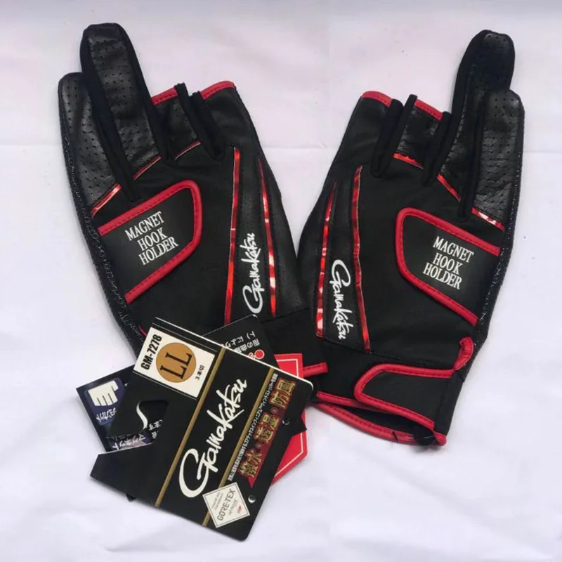 Gamakatsu Fishing Gloves Anti Slip 3 Finger Soft Leather Outdoor Sports Camping Hiking Cycling Wear-resistant Gloves for Man