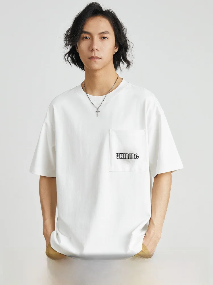 Yizhi Мужская футболка с короткими рукавами и принтом американских карманов