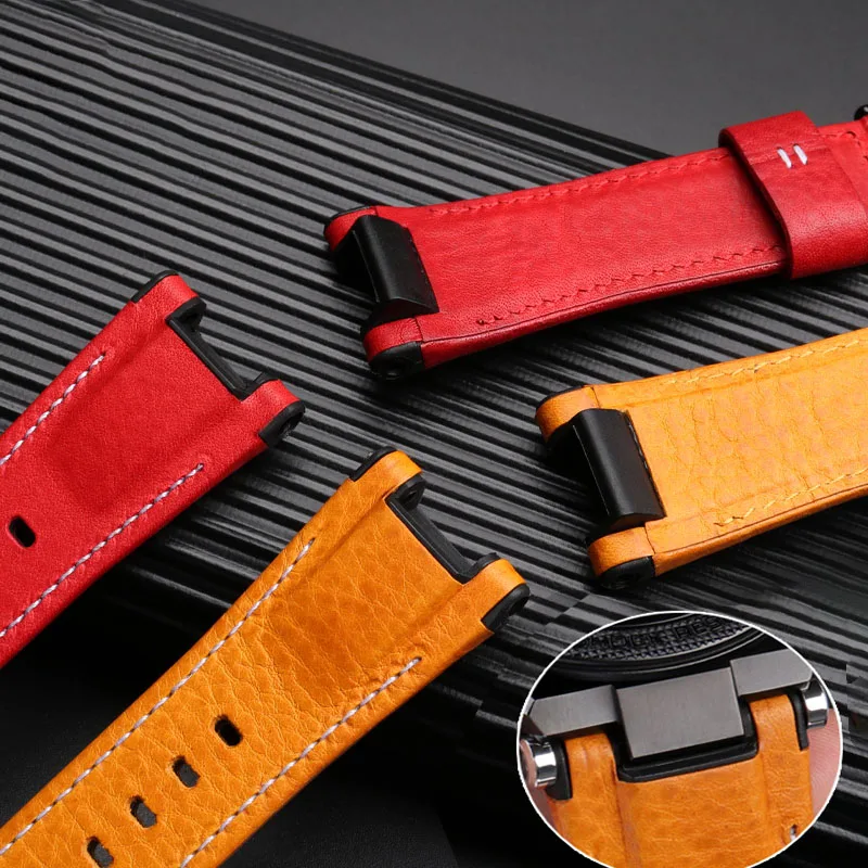 Watch Strap For Casio Watch Strap GST-S130 / S110 / S120 / W130 / B100 / W300 Genuine Leather Nylon Men's Watch Band 26-14MM