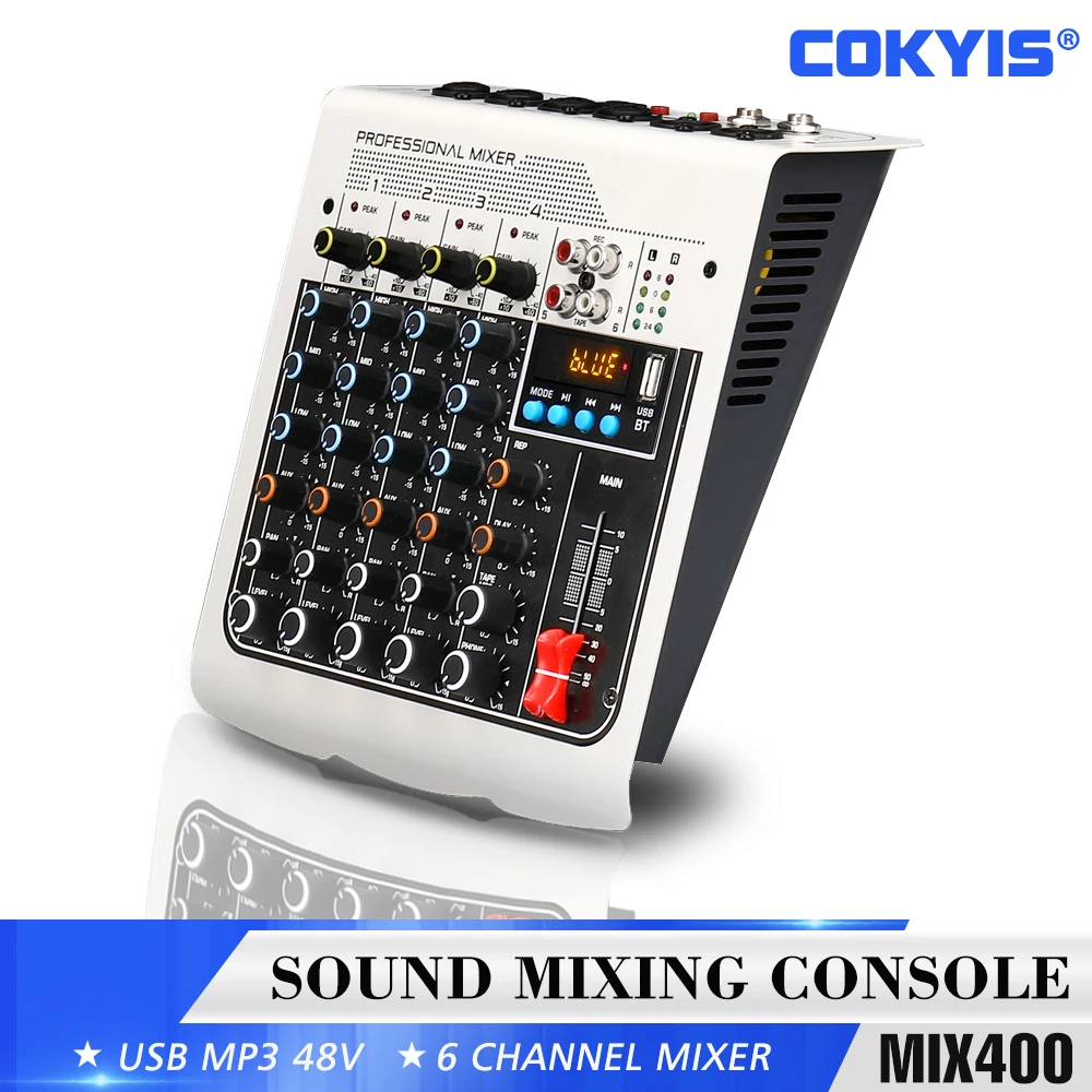

Sound mixer Bluetooth USB Record Computer DJ console 48V Phantom Power Delay Repaeat Effect 4 Channels sound table