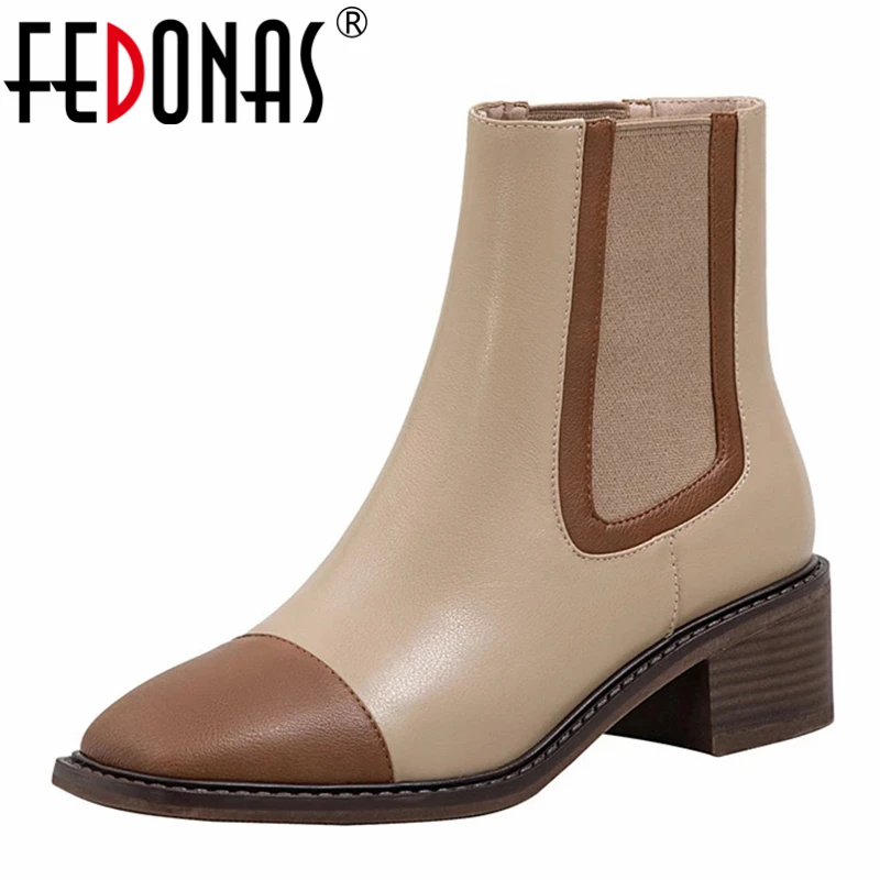 

FEDONAS Fashion Retro Woman Ankle Boots Autumn Winter Warm Cow Leather Basic Party Office Prom Working Punk Shoes Woman