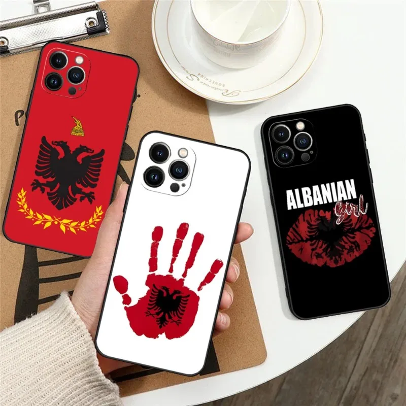 

Al Albania Flag Eagle Phone Case For Iphone 13 Pro Max 14 Mini 11 12 Xr X Xs 6s 6 7 8 Plus Luxury Silicone Soft Back Cover