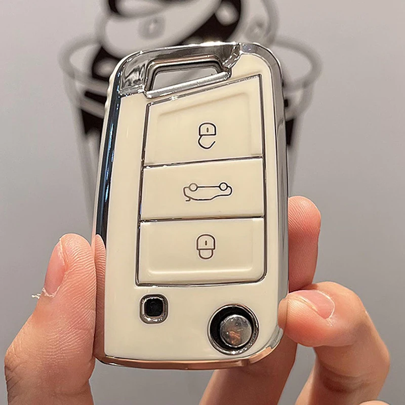 

Чехол для автомобильного ключа из ТПУ для VW Polo Golf 7 Tiguan для Skoda Octavia Kodiaq Karoq для SEAT Ateca Leon Ibiza 2016 2017 2018