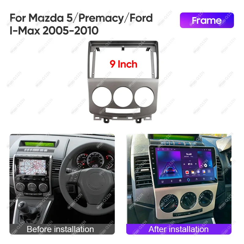 Фото 9-дюймовая рамка автомобильного радио для Mazda 5/Premacy/Ford I-Max 2005-2010, стереоэкран, мультимедийный видеоплеер, навигационный жгут, кабель №2