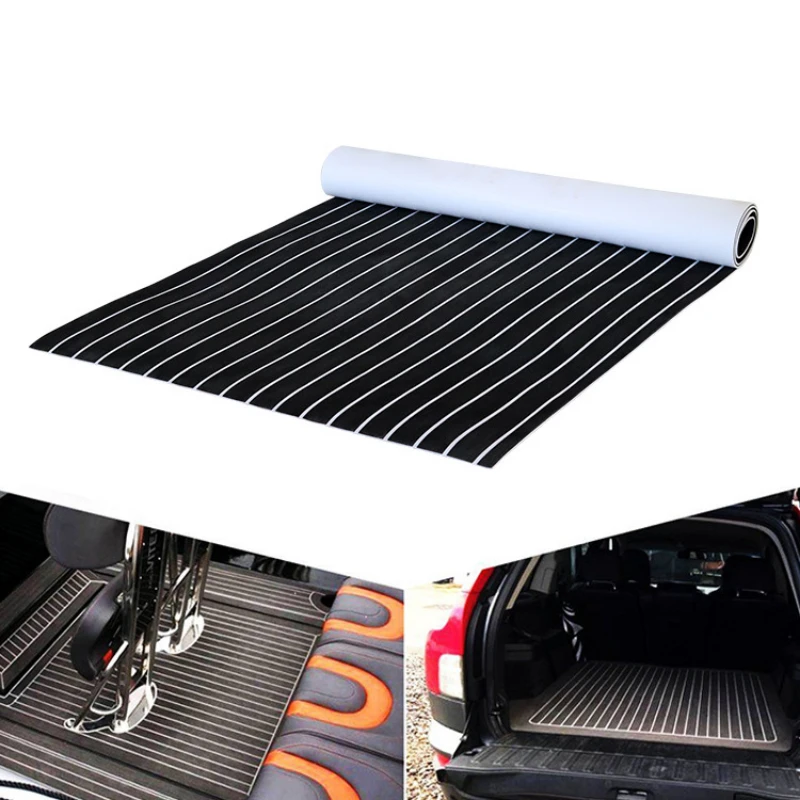 New CNC EVA Yacht Imitation Teak Floor Mat Black And White Motor Boat Anti-skid Deck Anti-ultraviolet Spot With Adhensive