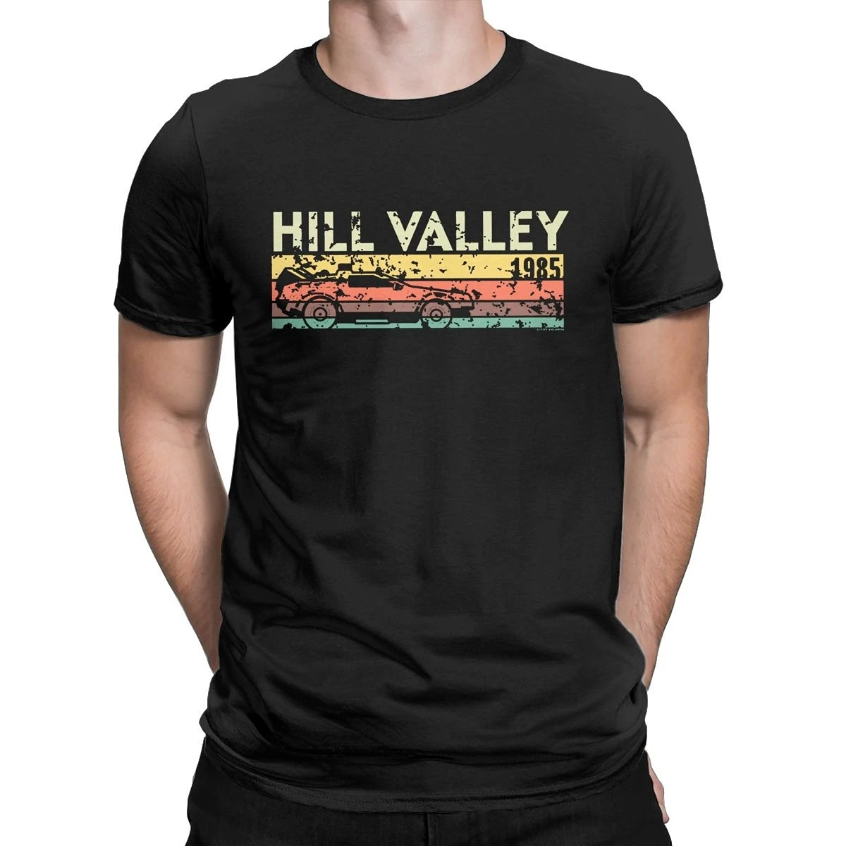 

Hill Valley Tee Shirt Men Back To The Future Tops T Shirts Doc Brown Marty Delorean Time Travel Movie Tees