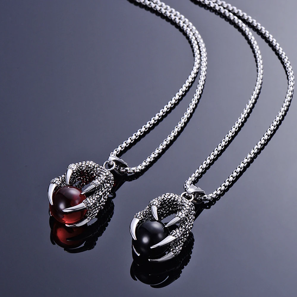 

Cool Stainless Steel Men's Dragon Claw Dragon Ball Necklace Pendant Fashion Jewelry Men's Necklace Punk Hip Hop Chain Necklace
