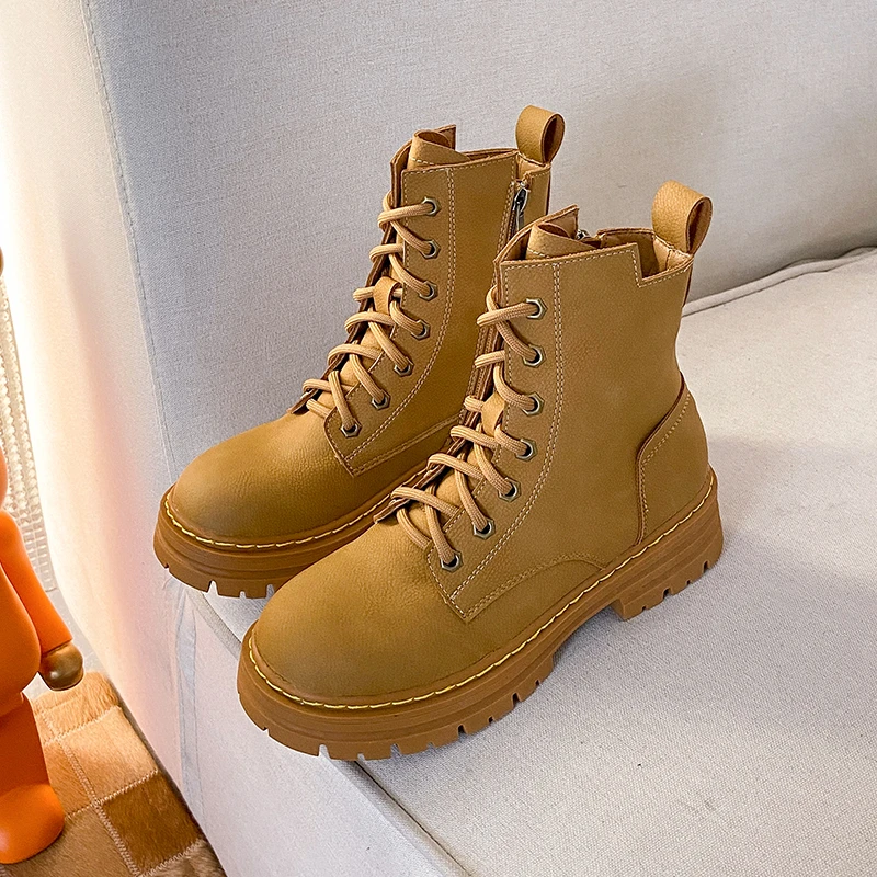 

Женские ботильоны на платформе, повседневные теплые ботинки из натуральной кожи на шерсти, мотоциклетные ботинки, Размеры 35-39, для зимы, 2023