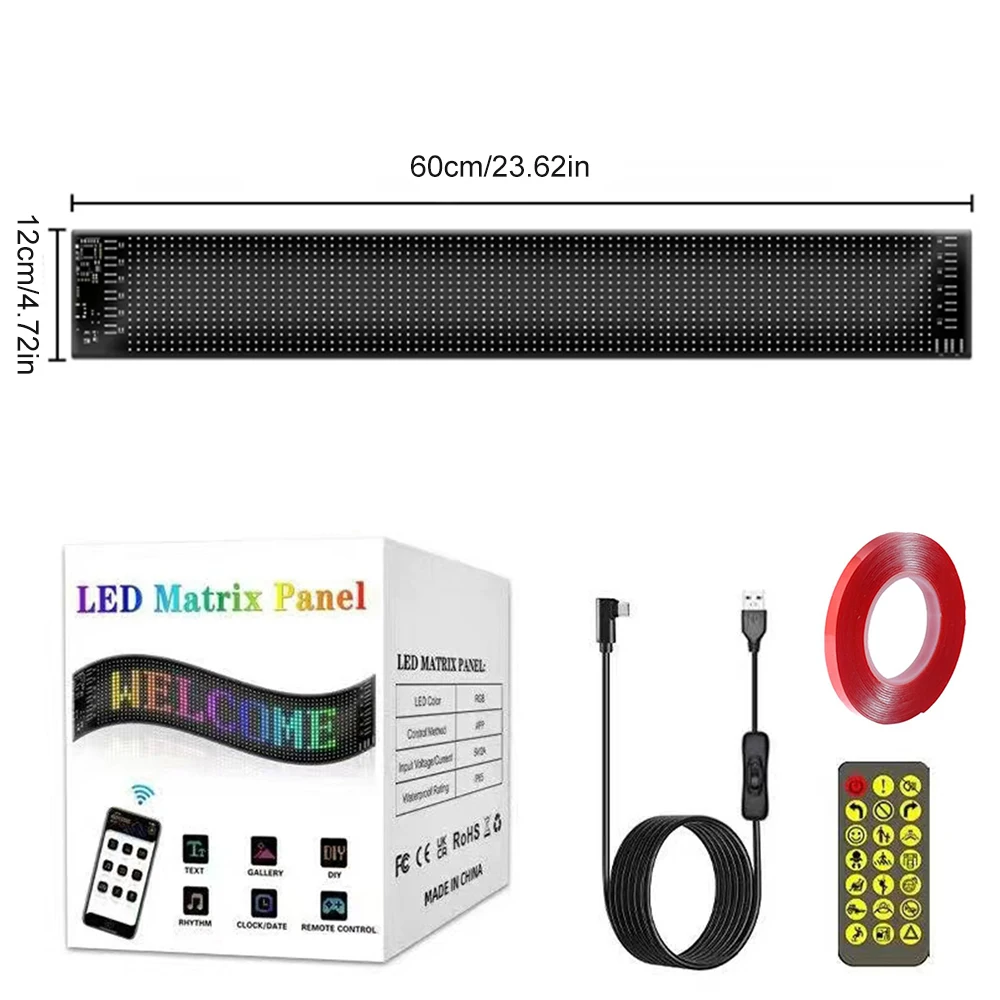 

Программируемая гибкая LED-матрица Bluetooth для автомобиля