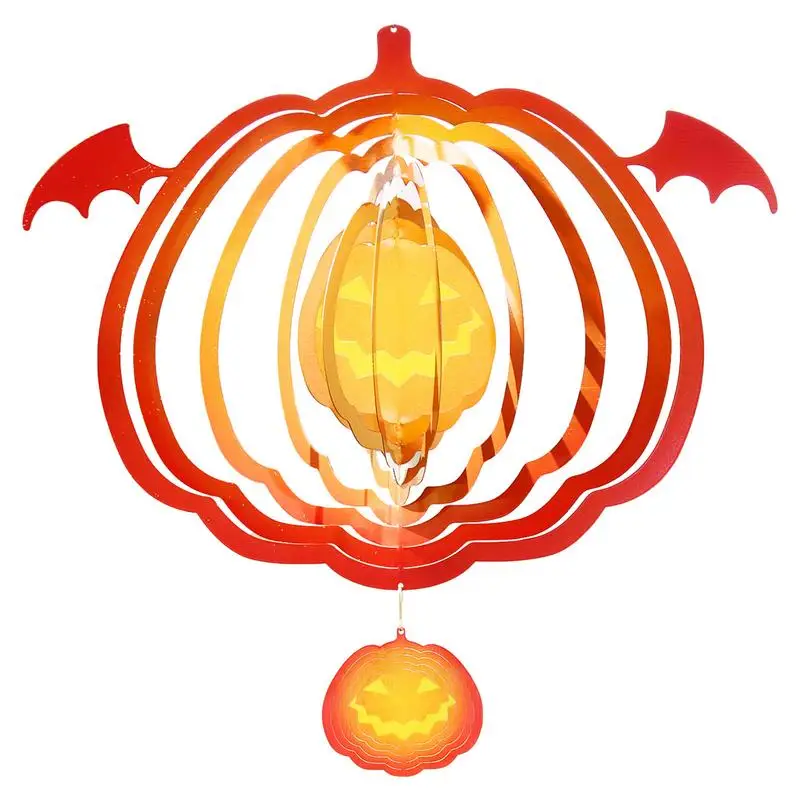 

Halloween Wind Chime Spooky Rotating Wind Spinner Stainless Steel Pumpkin Devil Wind Spinner Decoration For Yard Decor Trees