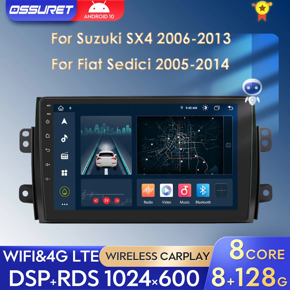 

Carplay Android 10 Car Stereo Radio Multimidia Player For Suzuki SX4 2006-2013 Fiat Sedici 2005-2014 Car Auto AI Audio DSP RDS