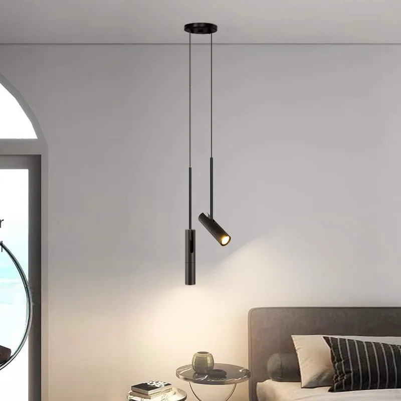 

Nordic Minimalist Black Chandelier Fixture For Bedroom Bedside Reading Restaurant Bar Coffee Decor Hanging Lamp Adjustable Angle