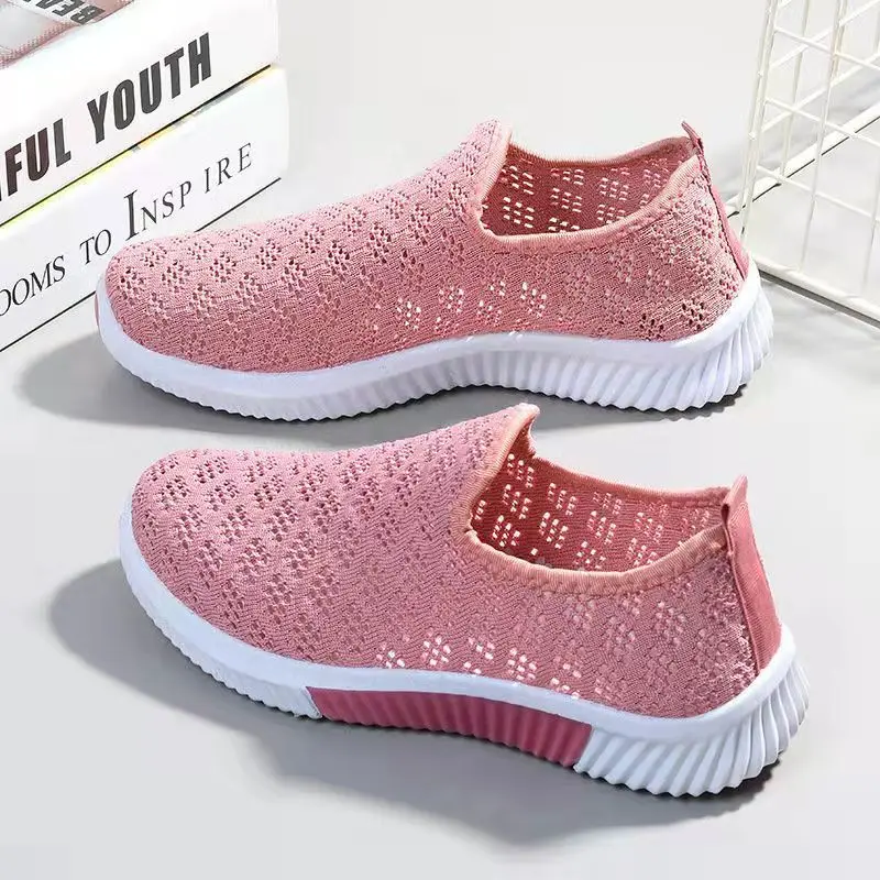 New fashion mesh shoes women's shoes mesh sneakers Breathable flat shoes soft soled casual sneakers