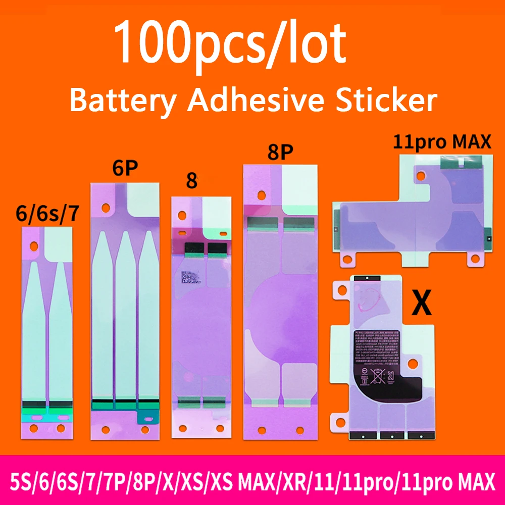 

100pcs Battery Adhesive Sticker for iPhone 11 12 6 6S 7 8 X XR XS 13 14 Plus Max 3M Double Tape Pull Trip Glue Parts