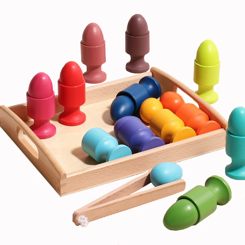 

Montessori Color Sorting Sensory Games Wooden Egg Cup Parish Sorter Fine Motor Training Educational Toys For Kids 0-3 Years Old