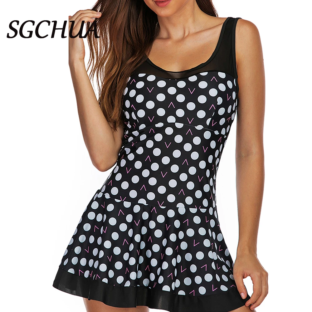 July Sand Retro Dot Printed Swimsuit Women One Piece Swimsuit Summer Swimwear Dress Beachwear