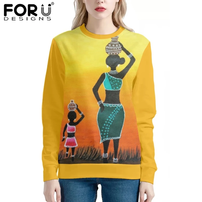 

FORUDESIGNS/Женские Племенные толстовки в африканском стиле для девочек; Пуловеры больших размеров; Сезон весна-осень; Удобная женская толстовка...