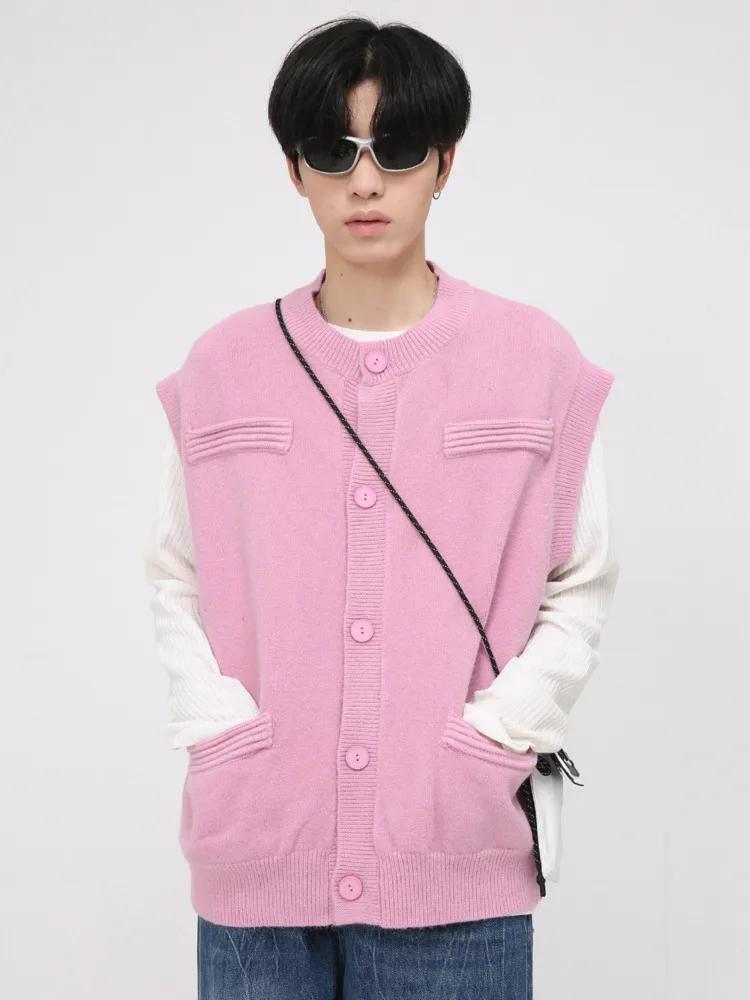 

Трикотажный жилет SYUHGFA, Мужская одежда, красивый свитер с круглым воротником, жилет, Корейская трендовая уличная одежда, осень-зима 2022, модна...