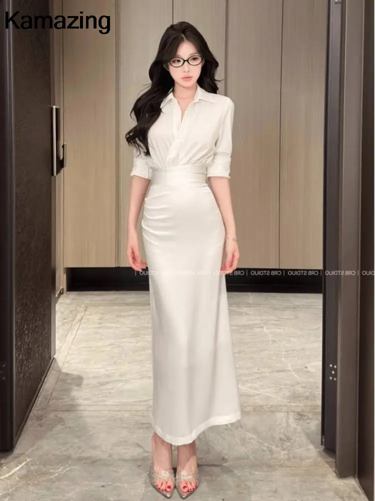 Комплект из 2 юбок для женщин рубашка с длинным рукавом тонкая талия юбка-русалка