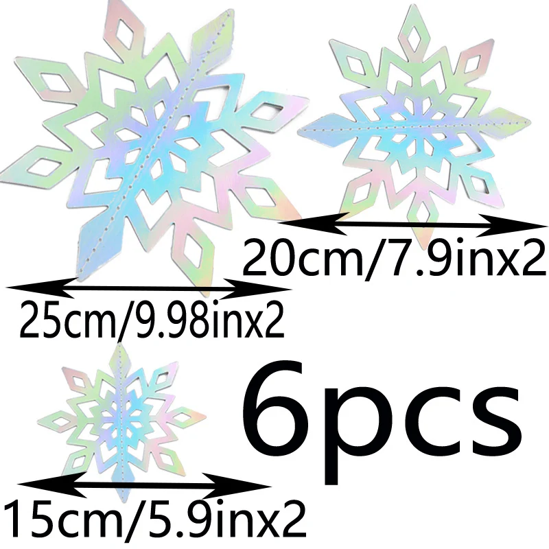 

(6 шт./упак.) 15 см-25 см красочный 3D кулон в виде снежинки складная бумага Рождество Новый год потолочное украшение для окна баннер DIY